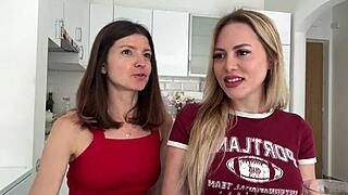 Blonde Gina Gerson and Maya Rose have dirty talk over coffee and matcha