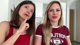 Blonde Gina Gerson and Maya Rose have dirty talk over coffee and matcha