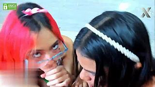 feeling so excited during this pov blowjob in wild threesome with sex addicted big dick sluts