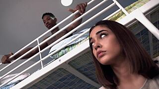 blonde milf aubrey black deepthroats huge cock and gets railed anally in horny hostel