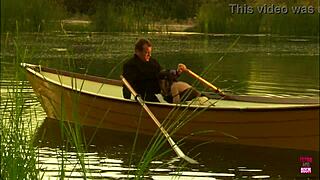 A Beautiful Girl With Small Tits Rode A Strong Man On A Boat