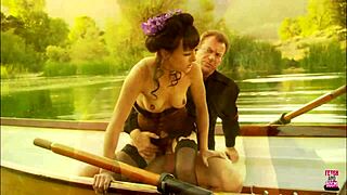 A Beautiful Girl With Small Tits Rode A Strong Man On A Boat