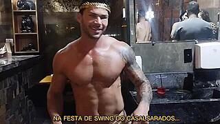 i gave my pussy to hung guy raw in swing bathroom, swallowed cum licking last drop