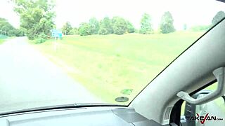 pick up blondie bent over in backseat, doggy style, moaning loud