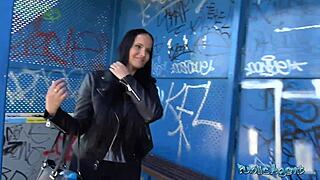 Public agent - 18 years old brunette student had beautiful tits and fucks outdoors for the first time