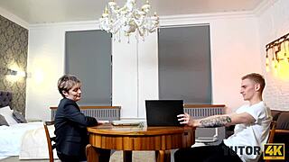 Oh WOW! Tutor4k TEACHER in STOCKINGS gets PENETRATED FAST by STUDENT at HOME!