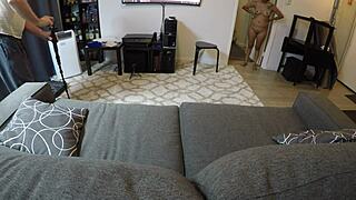 Mandy Mynxx giving oral on the couch in POV