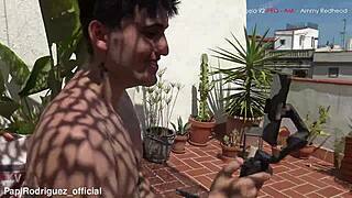 my friend's cute roommate asks for two cocks to fill her pussy