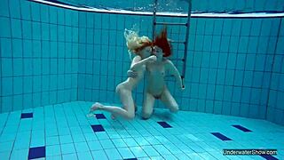 two hot lesbians in the pool