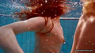 two hot lesbians in the pool