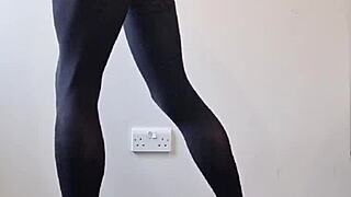 Want to see that big tranny cock cum in pantyhose?