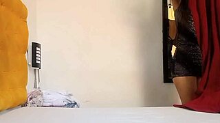 Trying on clothes while being watched leads to intimate encounter