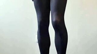 Want to see that big tranny cock cum in pantyhose?