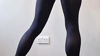 Want to see that big tranny cock cum in pantyhose?