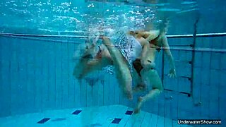 two hot lesbians in the pool