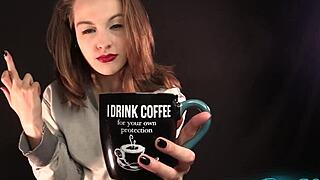 Start Your Morning With A Cup Of Dominating Milf Housewife In Yoga, Humiliating You With Lipstick