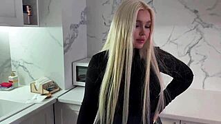 Sexy Blonde In Black Stockings Enjoys Amateur Fun