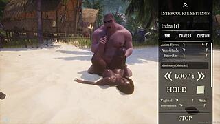 wild life - big ass big tit curvy black milf indra fucks a fat man with a tiny 18+ dick ziad on the beach he loves that black pussy