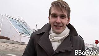 Explicit gay hunk sucking cock in racy oral sex scene