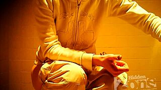 Beautiful girl pees standing up in toilet