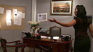 Hot MILF babe in afternoon office sex with foot fetish