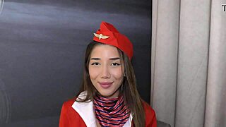 Layla Scarlet as bold air hostess