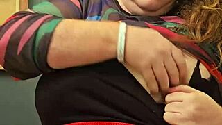 I, the horny redhead bbw secretary, accidentally flash my big natural tits and panties, oh god it's so wrong but feels good.