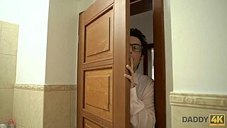 Young cutie tries new experience with older male