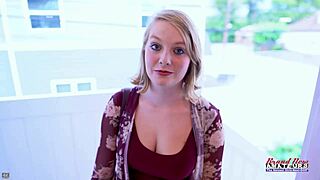 I love how blonde beauty Astrid sucks cock before getting banged and jizzed