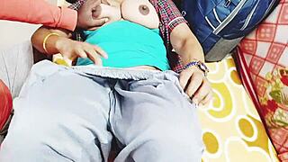 The desi schoolgirl with big boobs tries to seduce through telugu dirty talk.