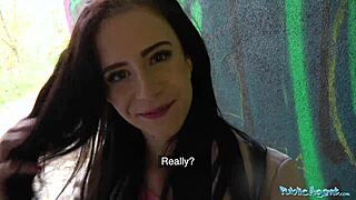 Public Agent Sexy Brunette Lady Fucks and Sucks to Make Ex Jealous