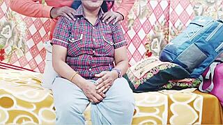 The desi schoolgirl with big boobs tries to seduce through telugu dirty talk.