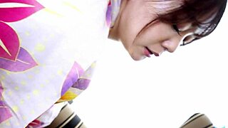 Japanese brunette aki igarashi gets pounded hard by boyfriend in kimono