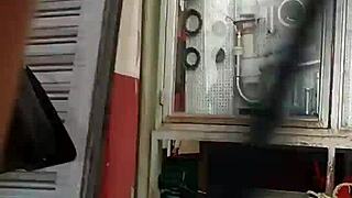 Feeling excited watching two nice asses in the fruit center