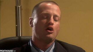 Luscious latina boss dee supervises her employee in the office