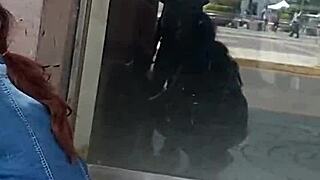 Feeling excited watching two nice asses in the fruit center