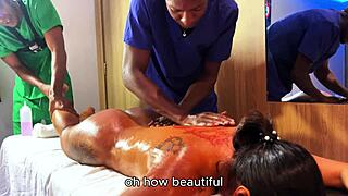 Four Hands Massage Turns Rough Sex with Nasty Hotwife