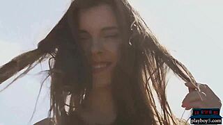 i am stripping outdoor as petite russian centerfold