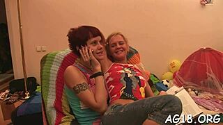 sexy lesbian babes explore sex toys together