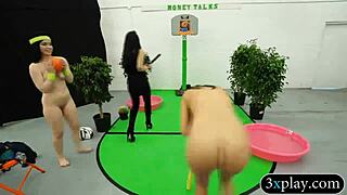 Guy in blindfold fucks twat with dildo in sex for cash reality