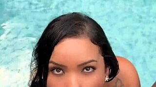 hot japanese girl in the liberal inn's pool in rio, public fun, came inside