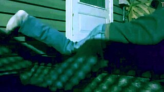 Time lapse stretch against steps at night