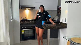 Fitness amazon girlfriend sayafit with big ass and big tits gets fucked hard on couch by brian evansx