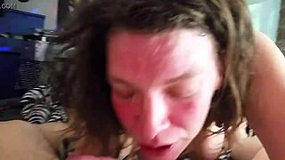 Crazy double blowjob with russian whore in ffm threesome