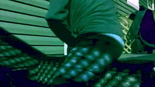 Time lapse stretch against steps at night