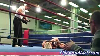 Glam babes wrestling, fighting in lesbian match