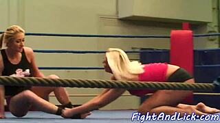 Glam babes wrestling, fighting in lesbian match