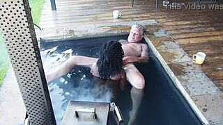 Ebony secretary seduces her boss in the jacuzzi for steamy sex