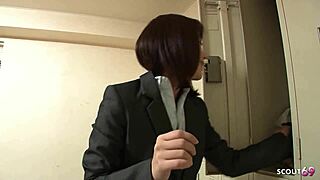 Slim japanese office girl seduces bosses