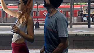 hey, couple fucking at the train station